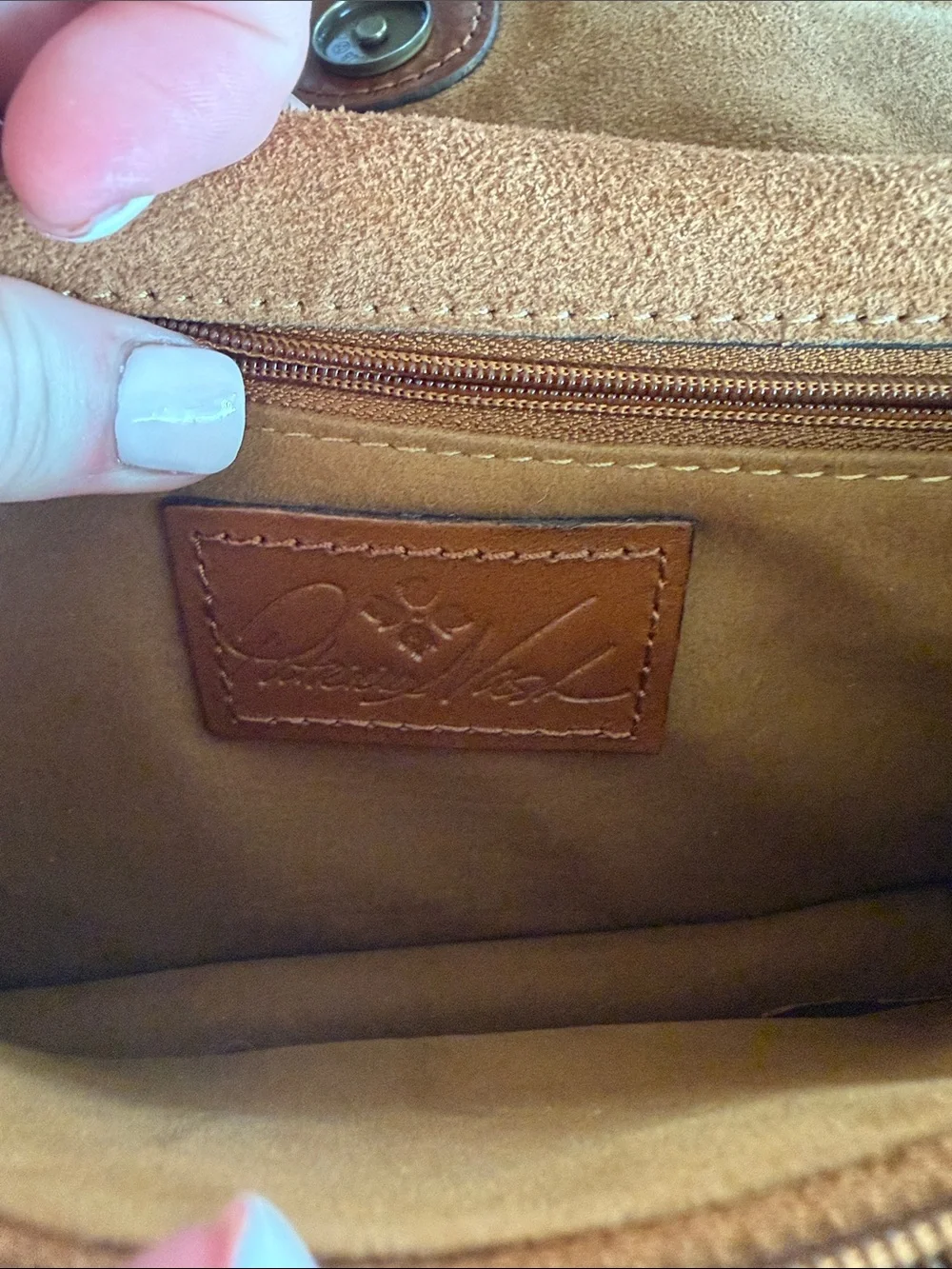 Patricia Nash Authentic Leather Heritage PORCILI Tan Top Handle Crossbody Bag